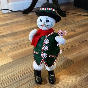 Annalee Christmas Snowman Peppermint Candy Cane Figure Doll Decoration 2005